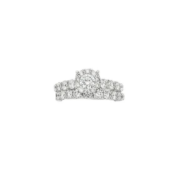 EFFY  Diamond Round Halo Engagement Ring with Prong Set Diamond Band, 14KT White Gold, 1.90CTTW Round, Color: G/H, Clarity: SI2, Size 7  WP0AS00DD3 Barnes Jewelers Goldsboro, NC
