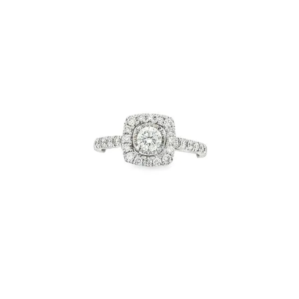 EFFY  Cushion Halo Diamond Engagement Ring, 14KT White Gold, 0.75CTTW Round, Size 7  WP0FP11DD3 Barnes Jewelers Goldsboro, NC