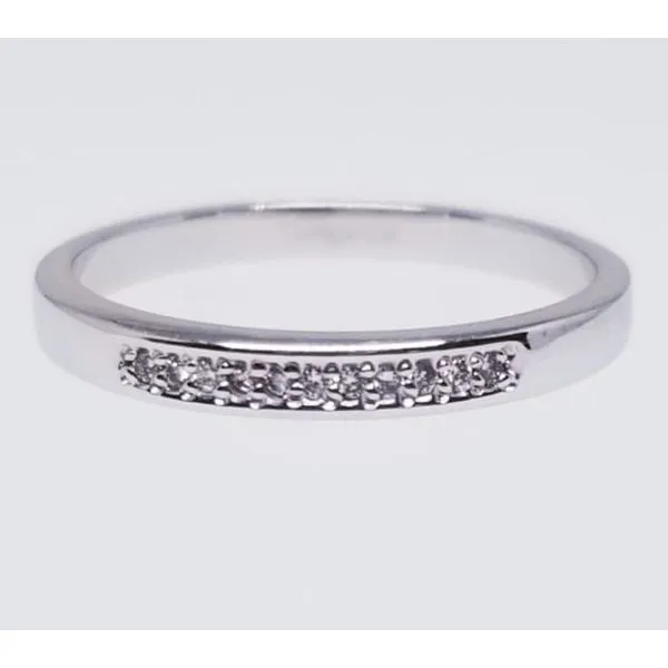 10K White Diamond Wedding Band  2.6mm, with 11 diamonds  0.05 tw.  Size 7 Barnes Jewelers Goldsboro, NC