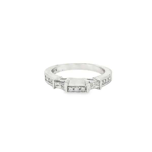 Diamond Wedding Band, 14KT White Gold, 0.40CTTW Baguette, Princess and Round, Color: G/H, Clarity: SI2, Size 6 Barnes Jewelers Goldsboro, NC