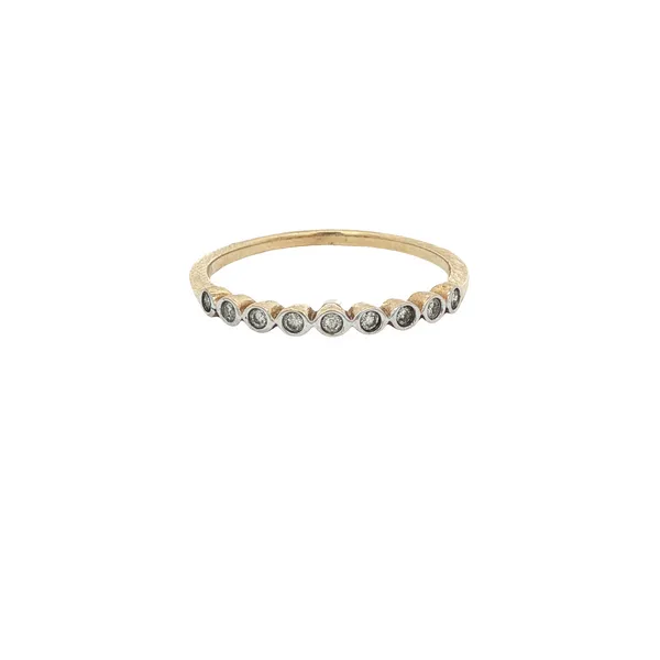 GENEVCO  Bezel Set Diamond Stackable Band, 10KT Yellow Gold, 0.10CTTW Round, Size 6.5 Barnes Jewelers Goldsboro, NC