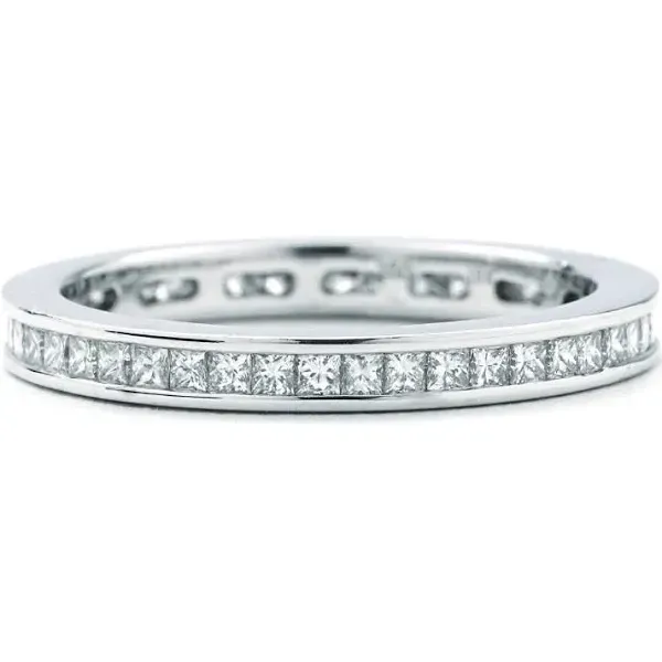 JEWLEX  Princess Cut Diamond Channel Set Eternity Band, 14KT White Gold, 1.01CTTW, Color: G/H, Clarity: SI, Size 7.5  JM1092-A14W075 Barnes Jewelers Goldsboro, NC
