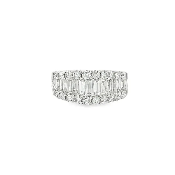 HEERA MOTI  Diamond Tapered Fashion Band, 14KT White Gold, 1.82CTTW Round and Baguette Diamonds, Color: H/I, Clarity: SI2, Size 7.5  LDB2573-809 Barnes Jewelers Goldsboro, NC