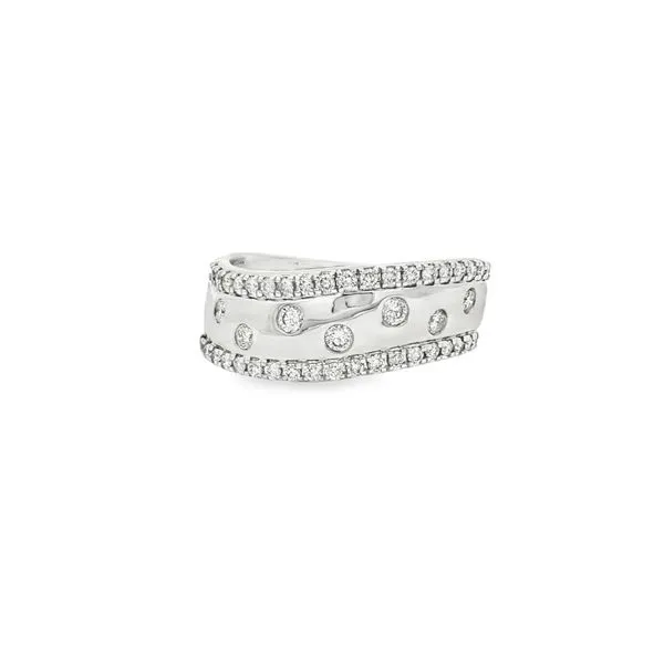 KALLATI  Wide Diamond Wave Band, 14KT White Gold, 0.63CTTW Round, Size 7  RK53830DW Barnes Jewelers Goldsboro, NC