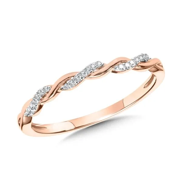 SDC  Twisted Diamond Stackable Ring, 10KT Rose Gold, 0.05CTTW Round, Size 7  CDD3138-1P Barnes Jewelers Goldsboro, NC