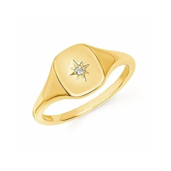 OSTBYE  Diamond Squared Signet Style Ring, 14KT Yellow Gold, 0.02CTTW Round, Size 6.5  OF24A38 Barnes Jewelers Goldsboro, NC