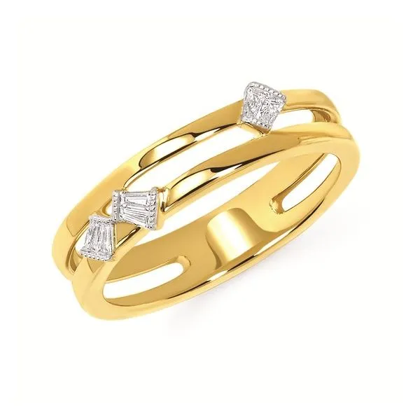 OSTBYE  Double Bar Diamond Band, 14KT Yellow Gold, 0.06CTTW Baguette, Size 6.5  OF24A31 Barnes Jewelers Goldsboro, NC