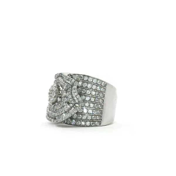 SOPRAFFINO  Wide Diamond Fashion Ring, 18KT White Gold, 3.42CTTW Round and Baguette Diamonds, Color: G/H, Clarity: SI1, Size 6.5  R0990-05940 Image 2 Barnes Jewelers Goldsboro, NC
