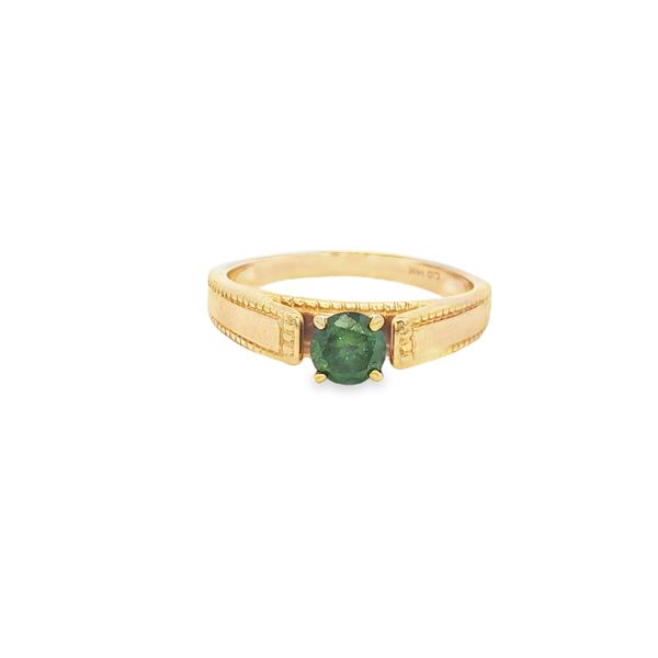 Green Diamond Cathedral Ring | 14KT Yellow Gold | Barnes Jewelers Goldsboro NC Barnes Jewelers Goldsboro, NC