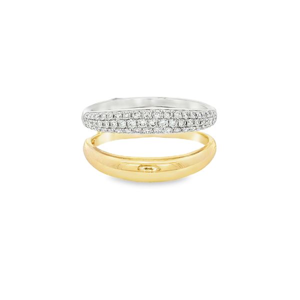 Double Band Pavé Diamond Ring | 14KT Two-Tone Gold | Barnes Jewelers Goldsboro NC Barnes Jewelers Goldsboro, NC
