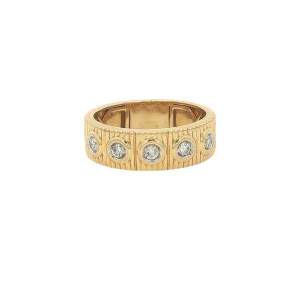 Fluted Bezel Set Diamond Band | 14KT Yellow Gold | Barnes Jewelers Goldsboro NC Barnes Jewelers Goldsboro, NC