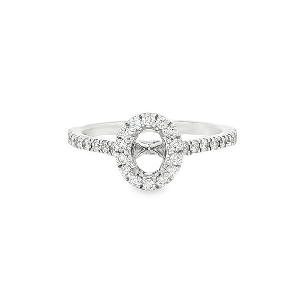 Oval Diamond Halo Semi-Mount Engagement Ring | 14KT White Gold | Barnes Jewelers Goldsboro NC Barnes Jewelers Goldsboro, NC