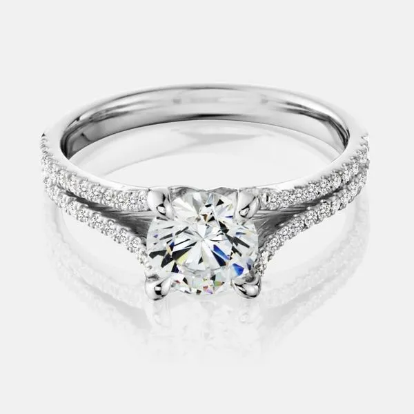 NALEDI  Split Shank Diamond Engagement Ring Semi-Mount, 14KT White Gold, Holds 1.50CT Round Center, 7.4MM, 0.22CTTW Round, Color: G/H, Clarity: SI2, S Image 2 Barnes Jewelers Goldsboro, NC