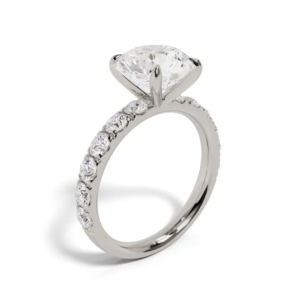 NALEDI  Prong Set Shank Diamond Engagement Ring Semi-Mount, 14KT White Gold, Holds 1.50CT Round Center, 7.4MM, 0.22CTTW Round, Color: G/H, Clarity: SI Image 2 Barnes Jewelers Goldsboro, NC