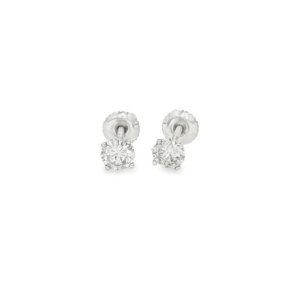 Round Diamond Stud Earrings | 14KT White Gold | Barnes Jewelers Goldsboro NC Barnes Jewelers Goldsboro, NC