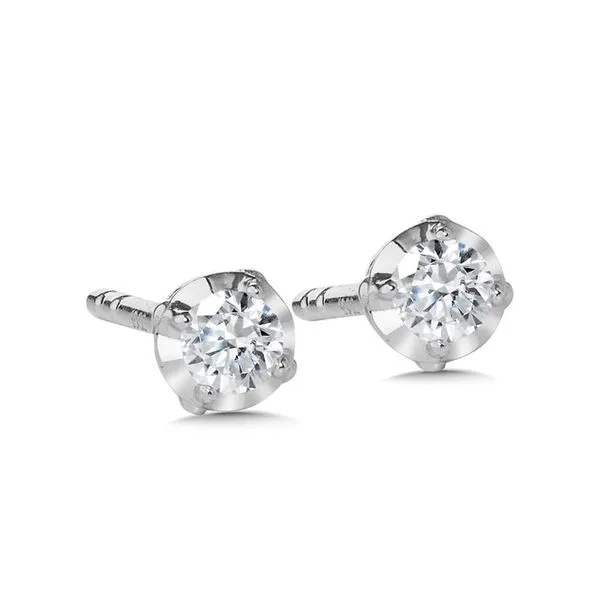 SDC  Diamond Illusion Set Stud Earrings, 14KT White Gold, 0.10CTTW Round  ESX4010-W Barnes Jewelers Goldsboro, NC