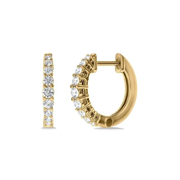 AMERICAN RING SOURCE  Prong Set Diamond Huggie Hoop Earrings, 10KT Yellow Gold, 0.25CTTW Round  ER2013-78523 Barnes Jewelers Goldsboro, NC