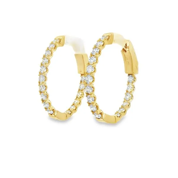 HEERA MOTI  Diamond In and Out Hoop Earrings, 14KT Yellow Gold, 1.43CTTW Round, Color: G/H, Clarity: SI2  EDD6478_OV-767 Image 2 Barnes Jewelers Goldsboro, NC
