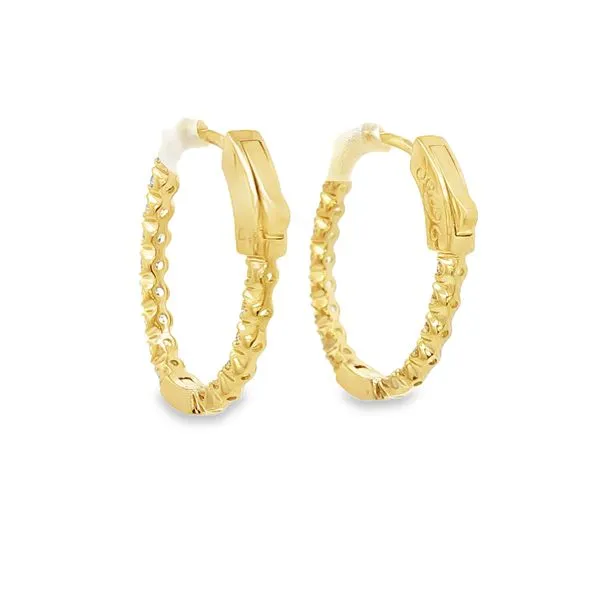 HEERA MOTI  Diamond In and Out Hoop Earrings, 14KT Yellow Gold, 1.43CTTW Round, Color: G/H, Clarity: SI2  EDD6478_OV-767 Image 3 Barnes Jewelers Goldsboro, NC
