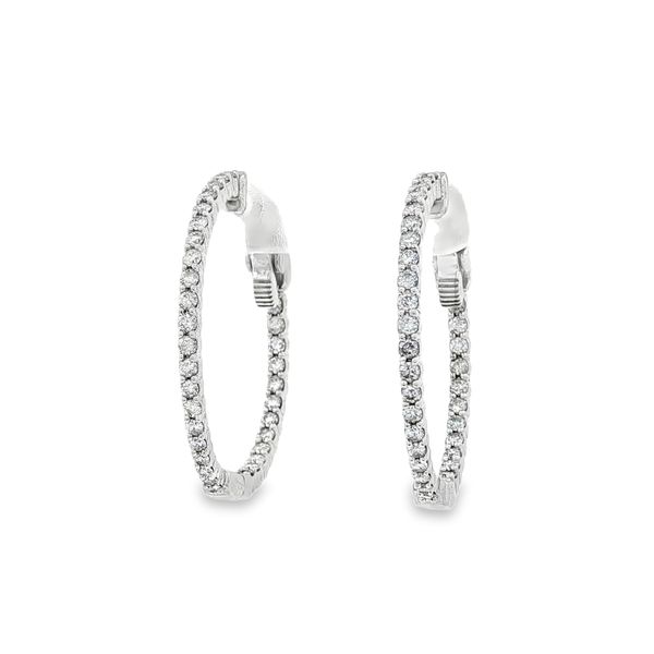 Diamond In & Out Hoop Earrings | 14KT White Gold | Barnes Jewelers Goldsboro NC Barnes Jewelers Goldsboro, NC