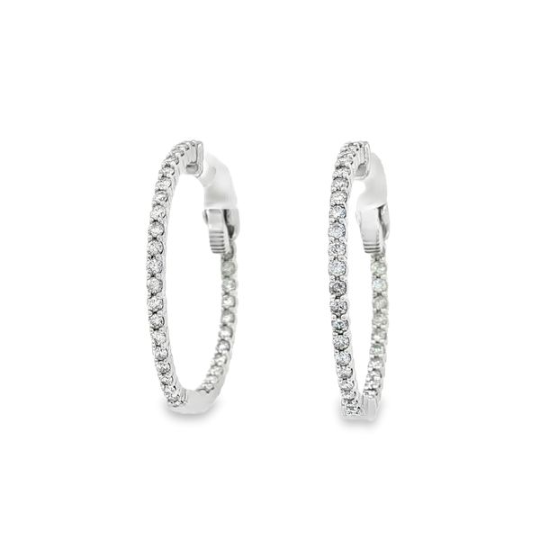 Diamond In & Out Hoop Earrings | 14KT White Gold | Barnes Jewelers Goldsboro NC Barnes Jewelers Goldsboro, NC