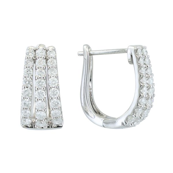 Diamond Huggie Hoop Earrings | 14KT White Gold | Barnes Jewelers Goldsboro NC Barnes Jewelers Goldsboro, NC