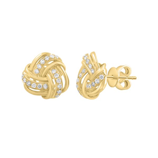 Diamond Love Knot Stud Earrings | 14KT Yellow Gold | Barnes Jewelers Goldsboro NC Barnes Jewelers Goldsboro, NC