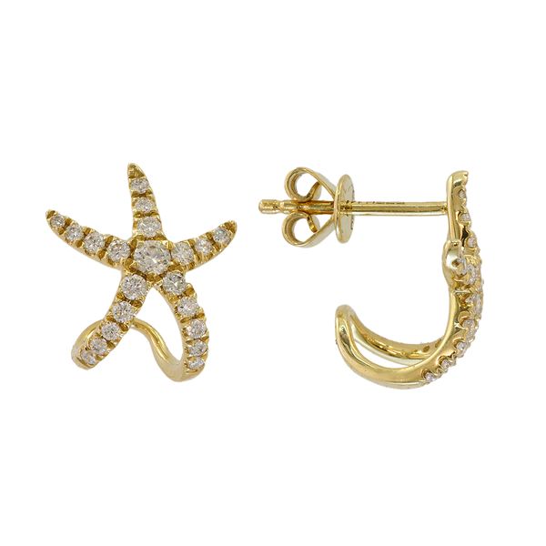 Diamond Starfish Stud Earrings | 14KT Yellow Gold | Barnes Jewelers Goldsboro NC Barnes Jewelers Goldsboro, NC