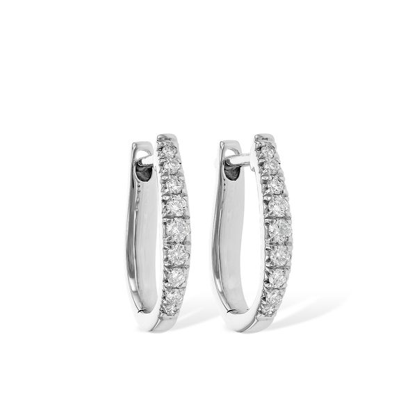 Diamond Small Oval Hoop Earrings | 14KT White Gold | Barnes Jewelers Goldsboro NC Barnes Jewelers Goldsboro, NC
