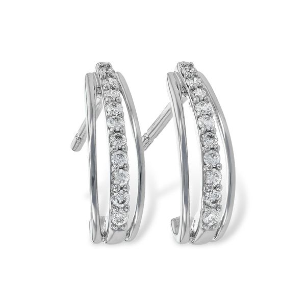 Diamond “J” Hoop Earrings | 14KT White Gold | Barnes Jewelers Goldsboro NC Barnes Jewelers Goldsboro, NC