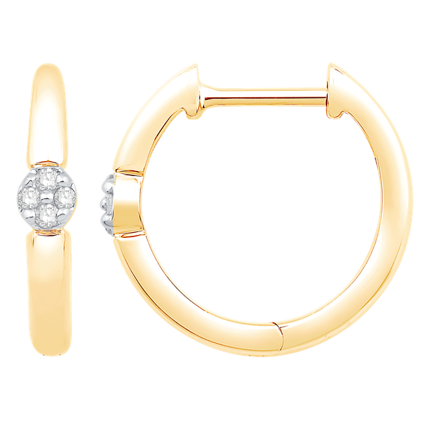 Diamond Huggie Hoop Earrings | 10KT Yellow Gold | Barnes Jewelers Goldsboro NC Barnes Jewelers Goldsboro, NC