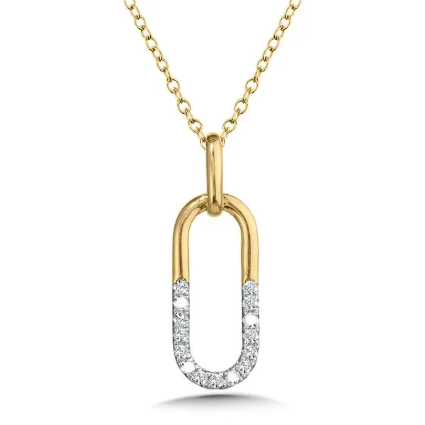 SDC  Single Paperclip Diamond Necklace, 10KT Yellow Gold, 0.12CTTW Round, 18