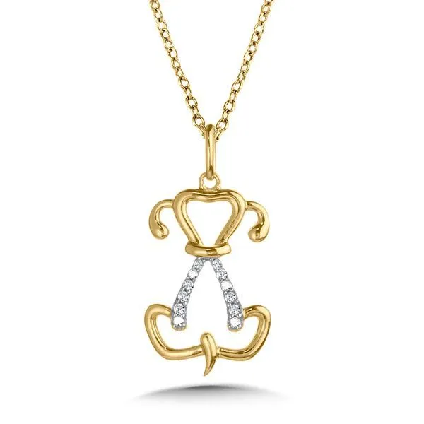 SDC  Dog Outline Diamond Necklace, 10KT Yellow Gold, 0.05CTTW Round, 18