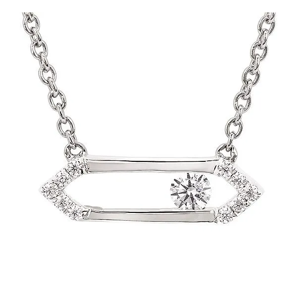 OSTBYE  Floating Diamond Bar Necklace, 14KT White Gold, 0.10CTTW Round, 18