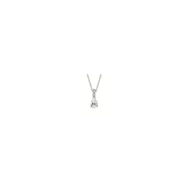 OSTBYE  Pear Solitaire Diamond Necklace, 14KT White Gold, 0.45CTTW Pear and Round, 18