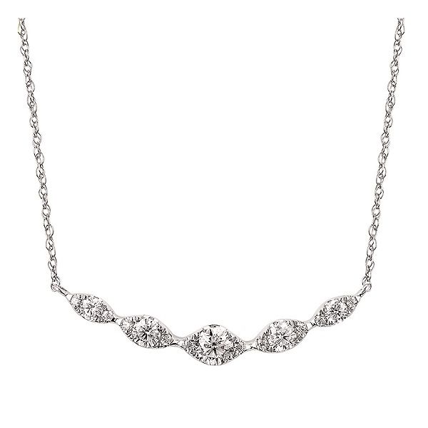 OSTBYE  Diamond Graduated Bar Necklace, 14KT White Gold, 0.38CTTW Round, 18