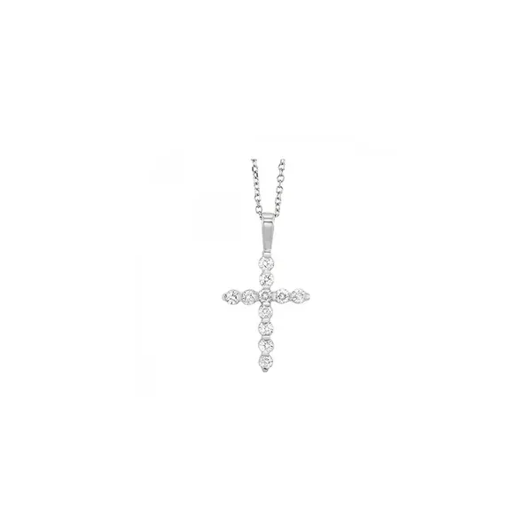 VIMCO  Prong Set Diamond Cross Necklace, 14KT White Gold, 0.25CTTW Round, Color: G/H, Clarity: SI2, 18