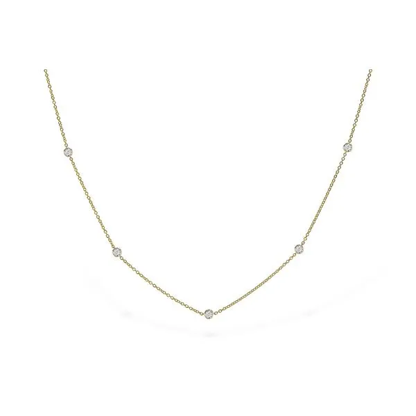 ALLISON KAUFMAN  Double Sided Diamond Station Necklace, 14KT Yellow Gold, 18 Bezel Set Diamonds, 0.50CTTW Round, Color: G/H, Clarity: SI1, 18