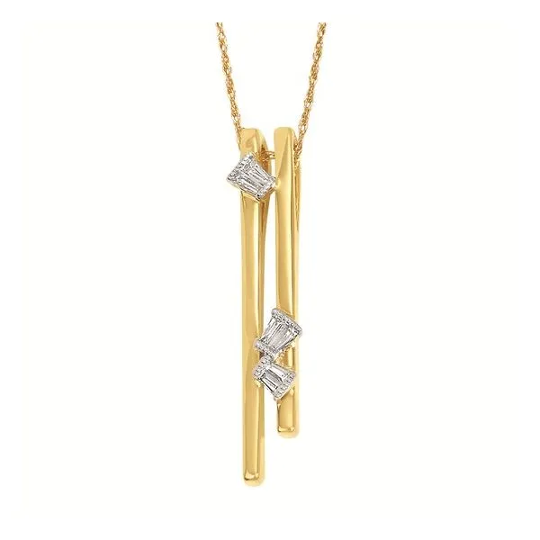 OSTBYE  Double Bar Diamond Necklace, 14KT Yellow Gold, 0.06CTTW Round, 18