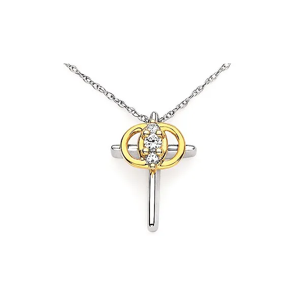 OSTBYE  Christian Marriage Symbol, Sterling Silver and 14KT Yellow Gold, 0.12CTTW Round, 18
