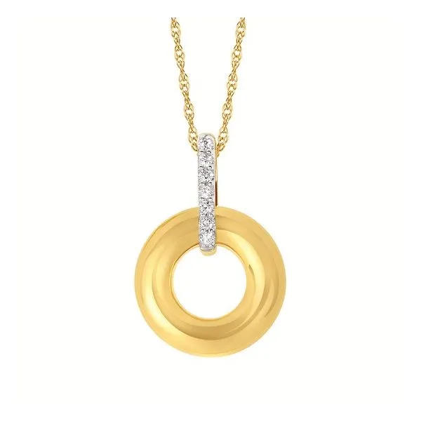 OSTBYE  Puffed Circle and Diamond Necklace, 14KT Yellow Gold, 0.07CTTW Round, 18