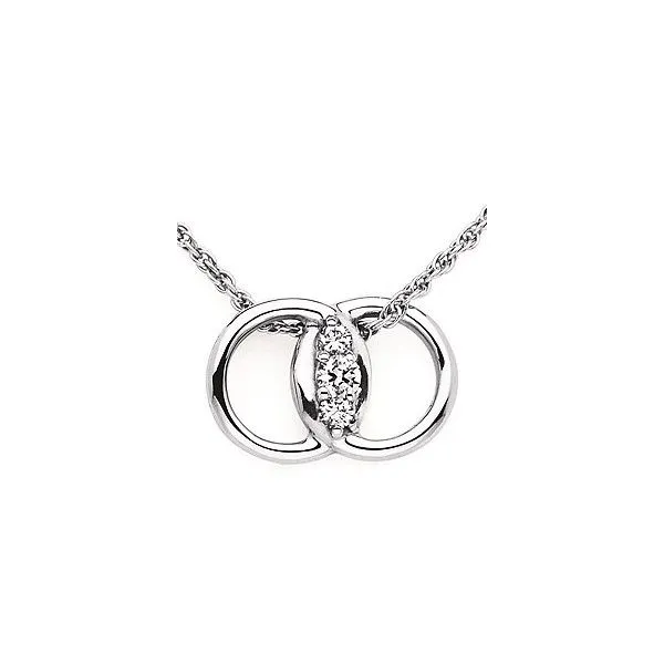 OSTBYE  Diamond Marriage Symbol Necklace, 14KT White Gold, 0.12CTTW Round, Color: G/H, Clarity: I1, 18