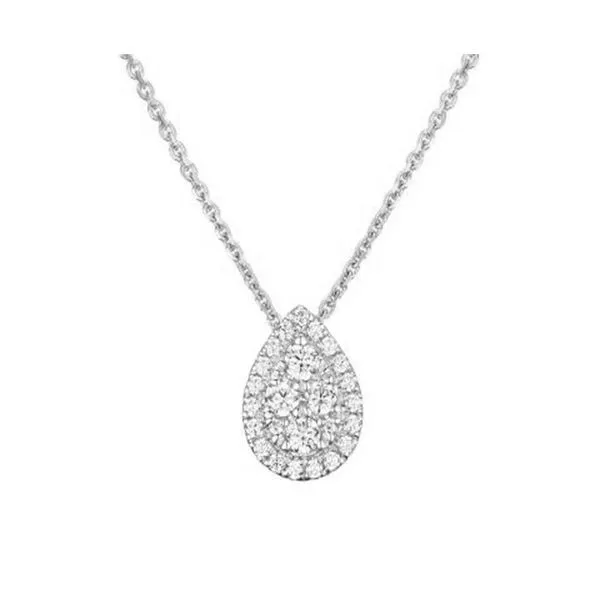 ARYA'S  Pear Shaped Diamond Cluster Necklace, 14KT White Gold, 0.33CTTW Round, Color: G/H, Clarity: SI1, 18
