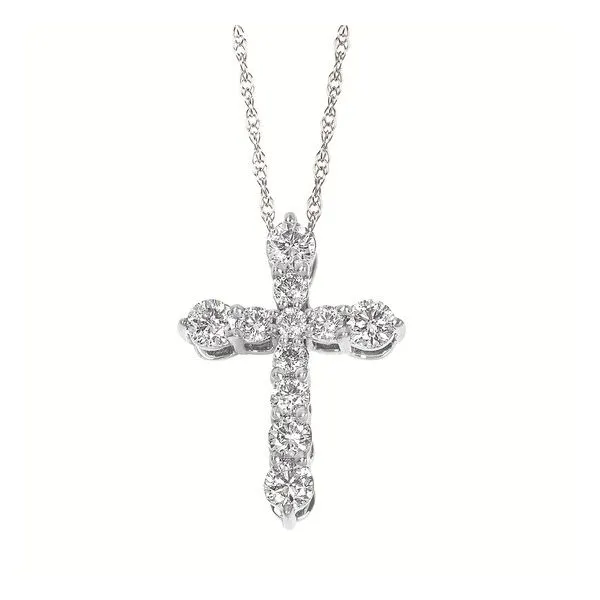 OSTBYE  Diamond Cross Necklace, 14KT White Gold, 0.50CTTW Round, Color: G/H, Clarity: SI1, 18