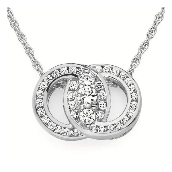 OSTBYE  Diamond Marriage Symbol Necklace, 14KT White Gold, 0.50CTTW Round, Color: G/H, Clarity: I1, 18
