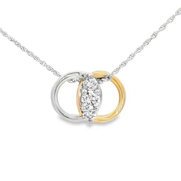 OSTBYE  Diamond Marriage Symbol Necklace, 14KT Yellow and White Gold, 0.50CTTW Round, Color: G/H, Clarity: I1, 18