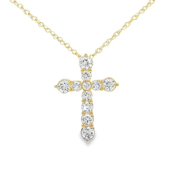 OSTBYE  Diamond Cross Necklace, 14KT Yellow Gold, 1.00CTTW Round, Color: G/H, Clarity: I1, 18
