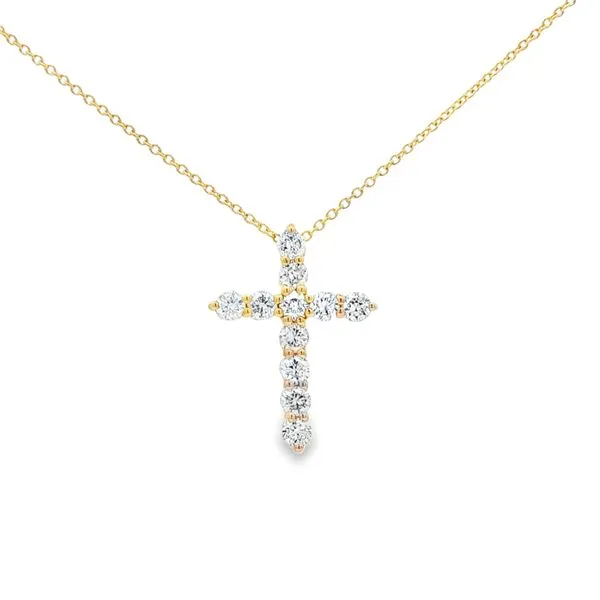 VIMCO  Diamond Prong Set Cross Necklace, 14KT Yellow Gold, 0.50CTTW Round, Color: G/H, Clarity: I1, 18