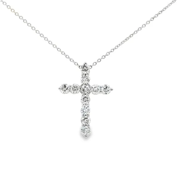 VIMCO  Diamond Prong Set Cross Necklace, 14KT White Gold, 0.50CTTW Round, Color: G/H, Clarity: I1, 18