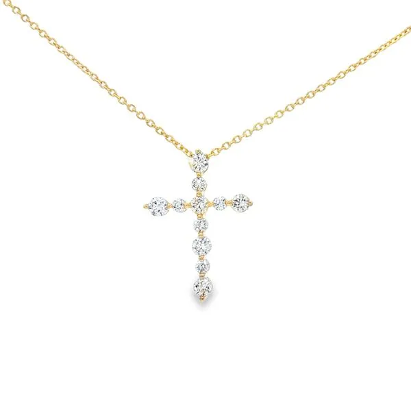VIMCO  Shared Prong Diamond Cross Necklace, 14KT Yellow Gold, 0.25CTTW Round, Color: G/H, Clarity: I1, 18